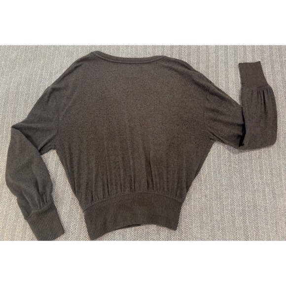 Anthropologie Dark Gray Knit Wrap Sweater Top - Picture 2 of 11